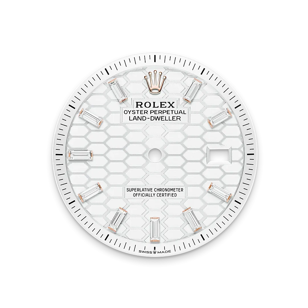 Rolex Land-Dweller 36 Referenz m127285tbr-0002 Tiefweißes Zifferblatt